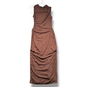 BTFBM Brown Ruched Mock Neck‎ Sleeveless Maxi Dress Size S WP693